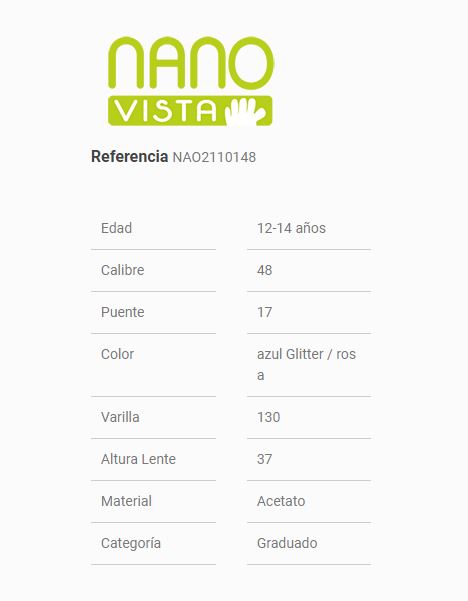 Nanovista STARDUST cal. 48 (12-14 años)